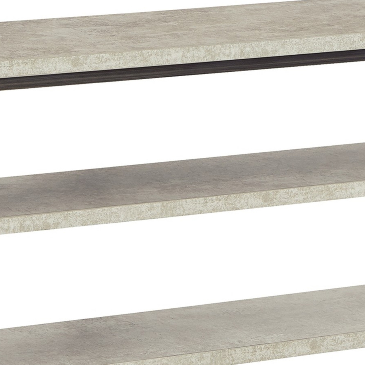 47 Inch Sofa Console Table, 2 Open Shelves, Faux Concrete Melamine Finish- Saltoro Sherpi