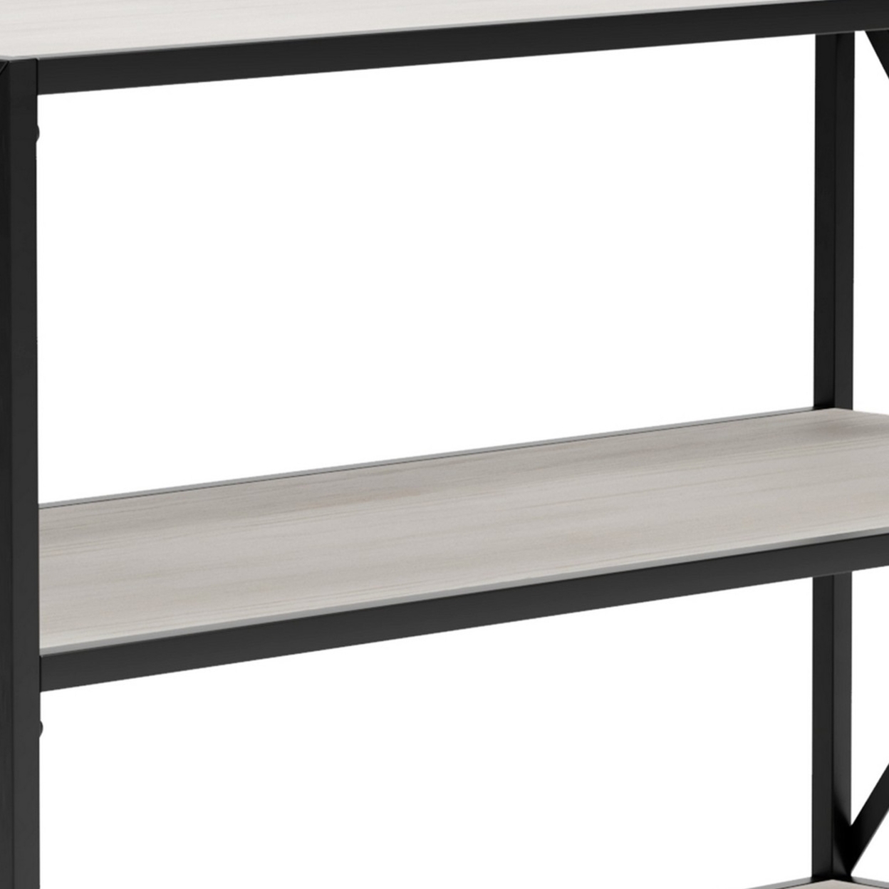 Gem 40 Inch Console Sideboard Table, 3 Shelves, X Side Accents, Black Metal- Saltoro Sherpi