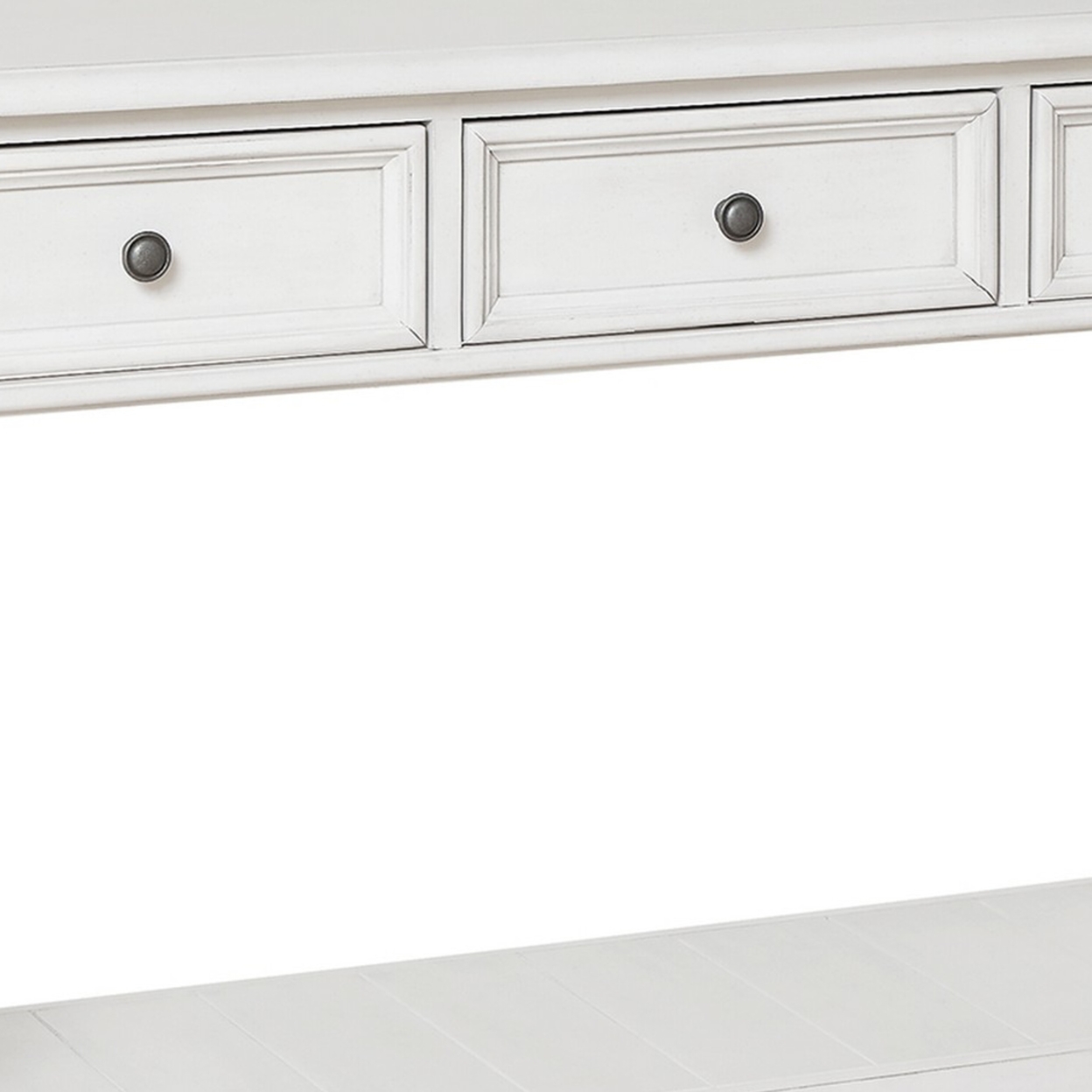 50 Inch Sofa Console Table, 3 Drawers And Open Shelf, Classic White FInish- Saltoro Sherpi