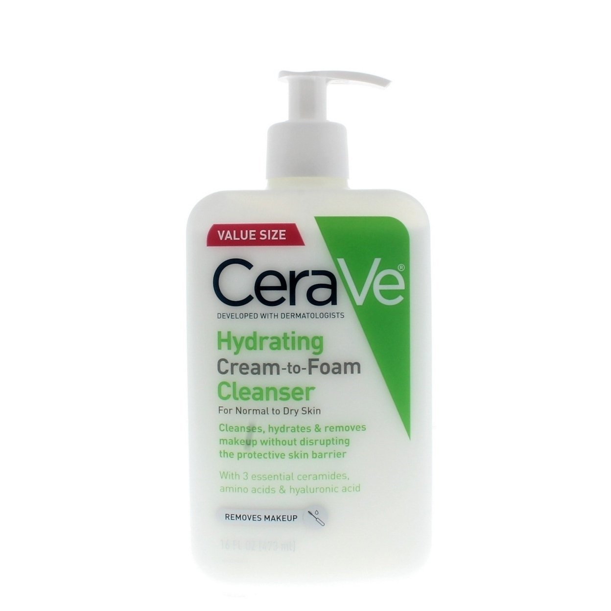 CeraVe Hydrating Cream-to-Foam Cleanser For Normal To Dry Skin 16oz/473ml
