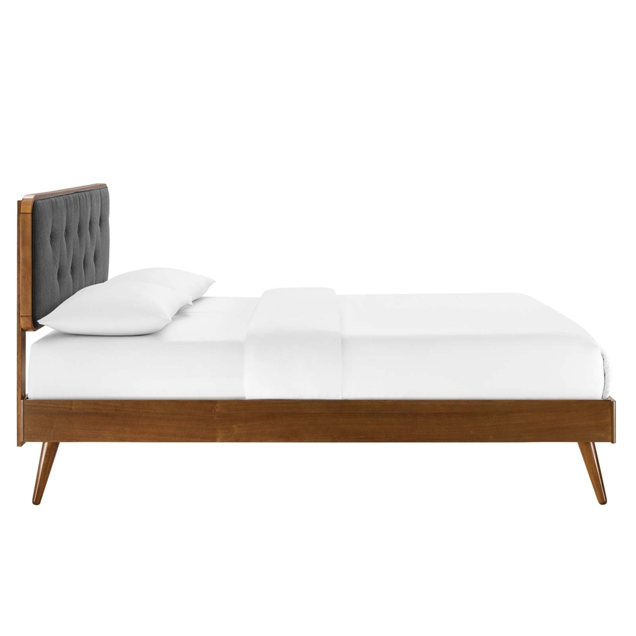 Bridgette Twin Wood Platform Bed With Splayed Legs, Walnut Charcoal