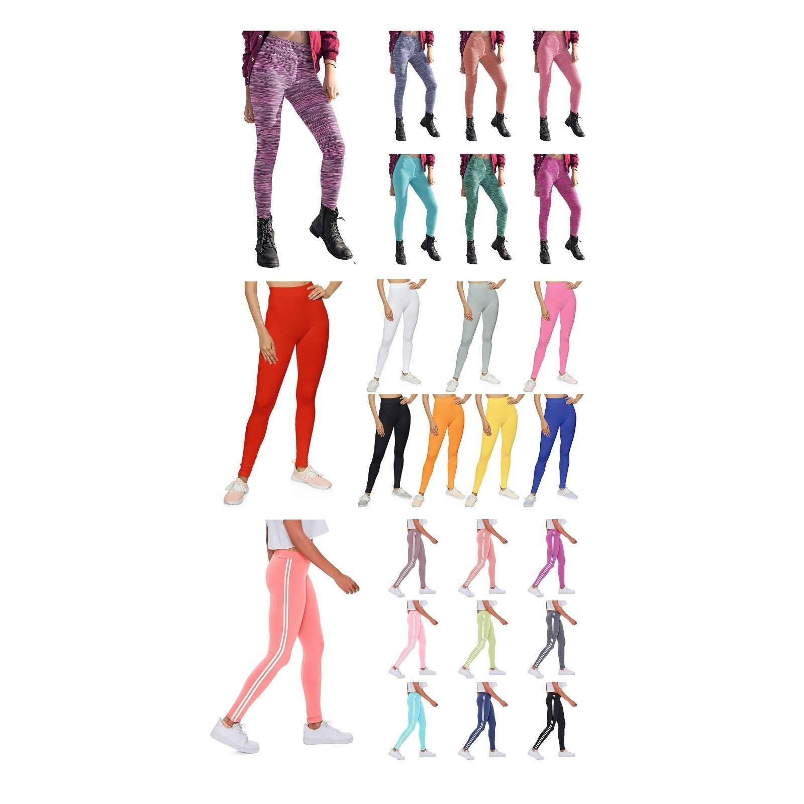 2-Pack: Women's Ultra-Soft Yoga Workout Leggings - SpaceDye, Large/X-Large