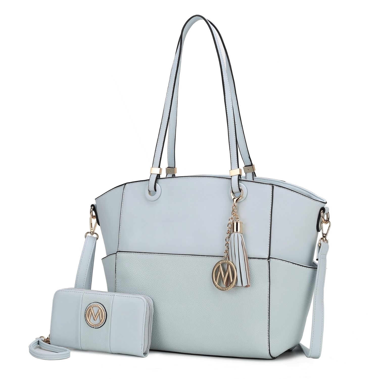 MKF Collection Prisha Vegan Leather Women's Tote Bag With Wallet By Mia K- 2 Pieces - Light Blue