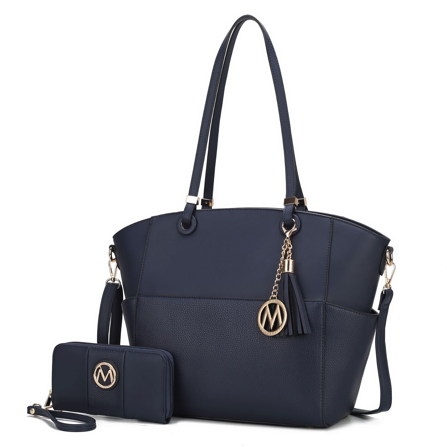 MKF Collection Prisha Vegan Leather Women's Tote Bag With Wallet By Mia K- 2 Pieces - Navy