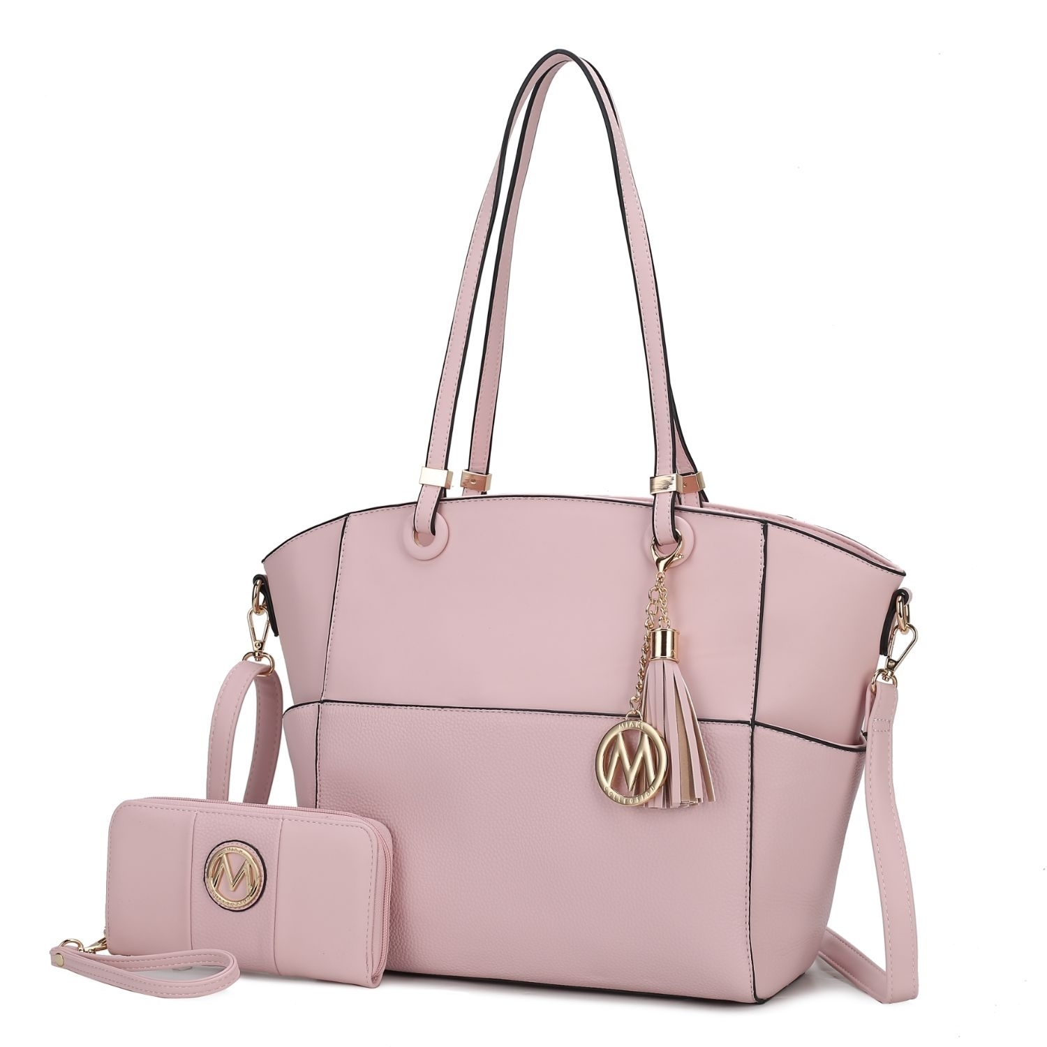 MKF Collection Prisha Vegan Leather Women's Tote Bag With Wallet By Mia K- 2 Pieces - Pink
