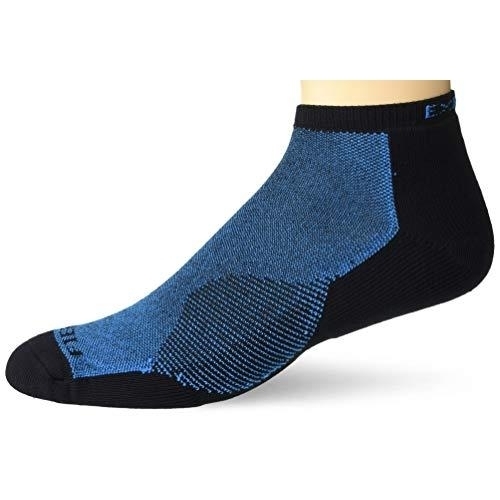Thorlos Unisex Experia FIERCE Light Cushion Low Cut Socks Blue Aster/Black - XFCU-340 BLUE ASTER/BLACK - BLUE ASTER/BLACK, M