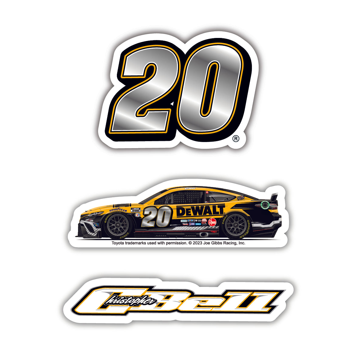 #20 Christopher Bell 3 Pack Laser Cut Decal