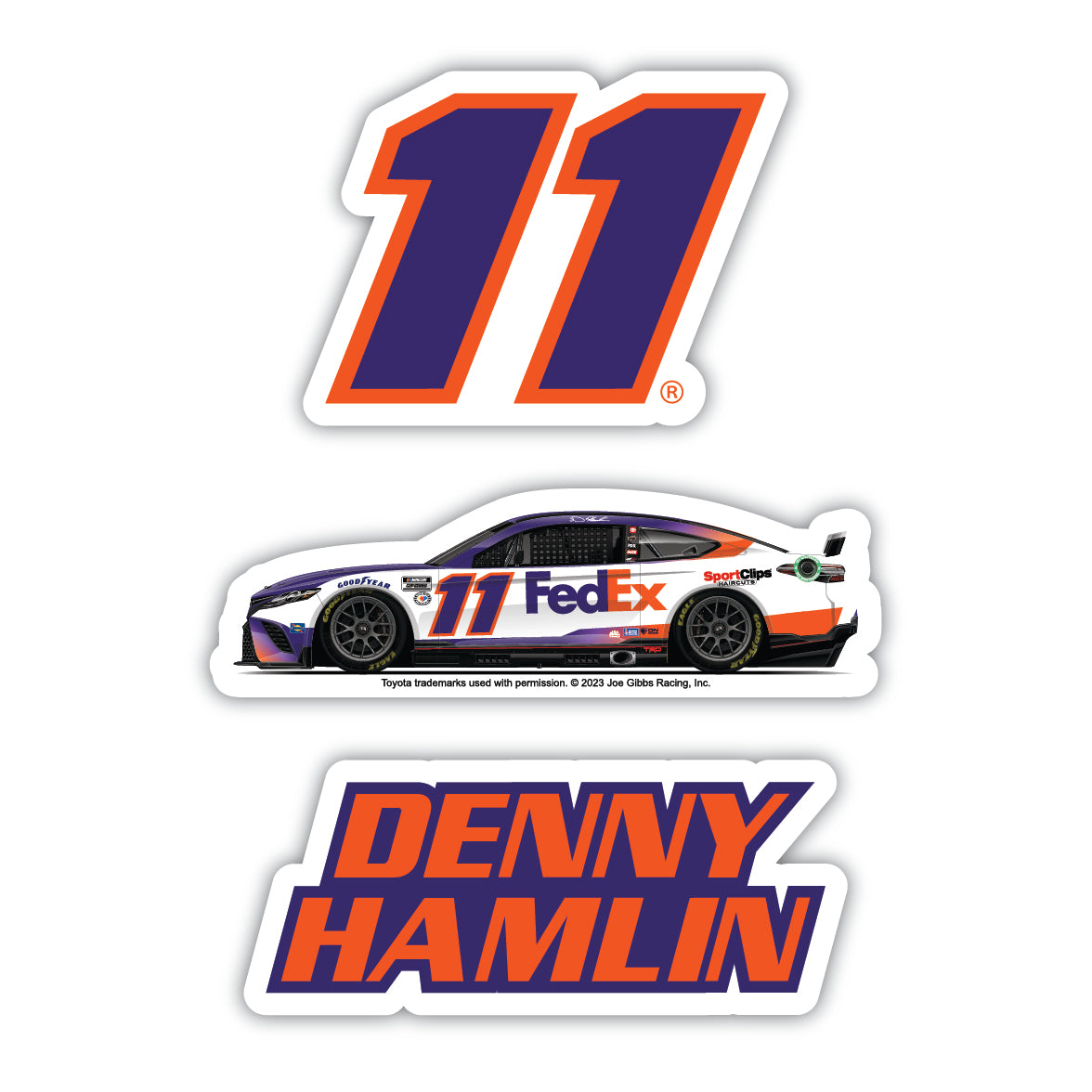 #11 Denny Hamlin 3 Pack Laser Cut Decal
