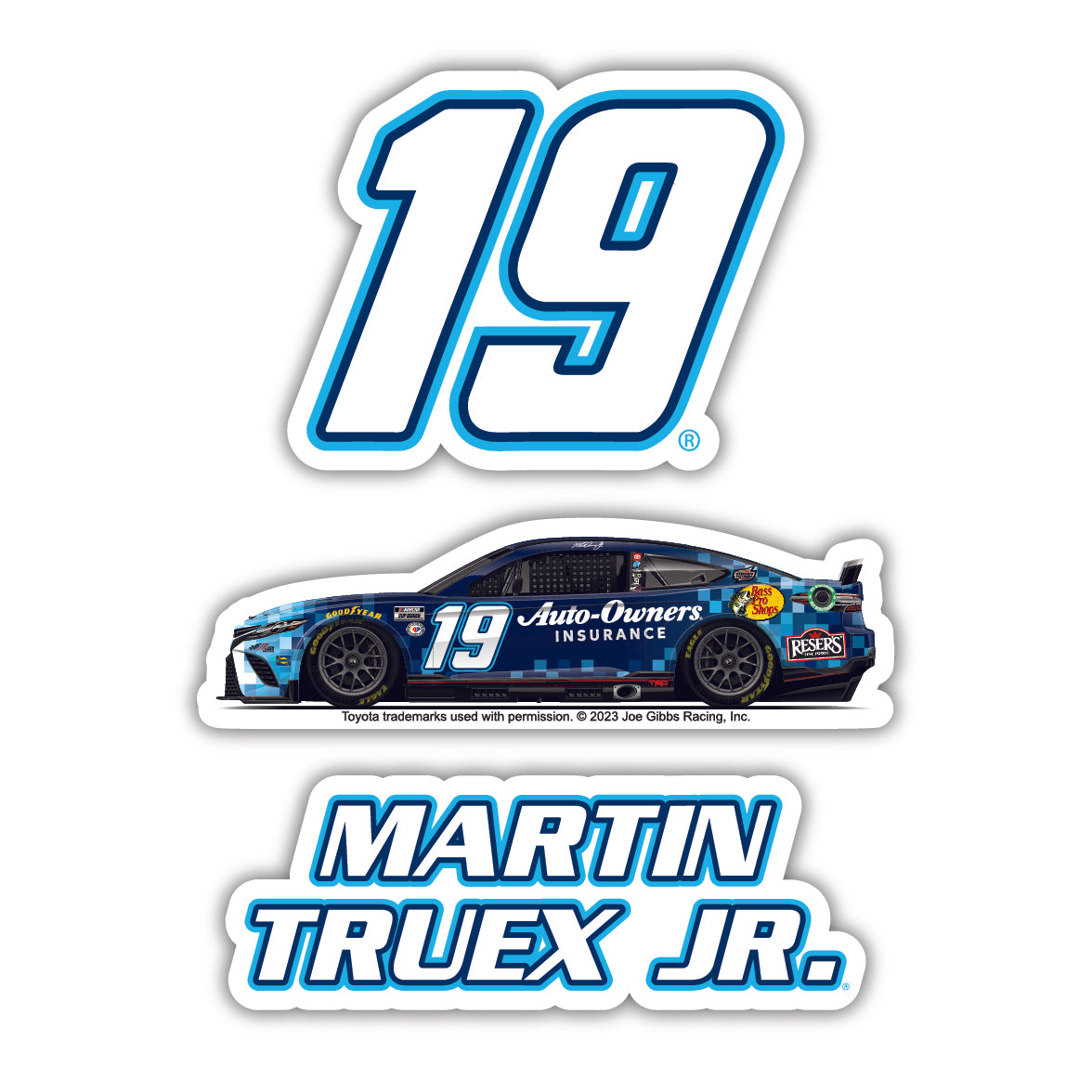 #19 Martin Truex Jr. 3 Pack Laser Cut Decal