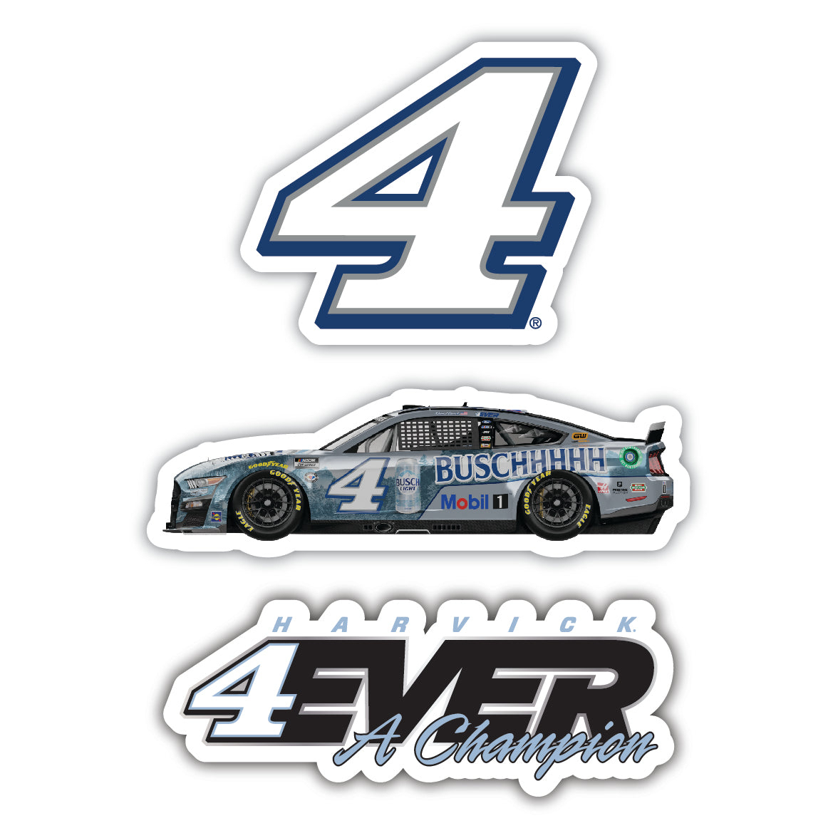 #4 Kevin Harvick 3 Pack Laser Cut Decal