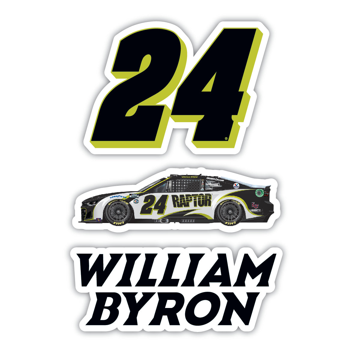 #24 William Byron 3 Pack Laser Cut Decal