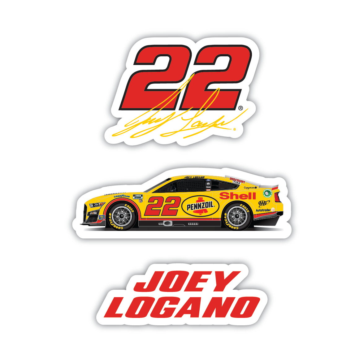 #22 Joey Logano 3 Pack Laser Cut Decal