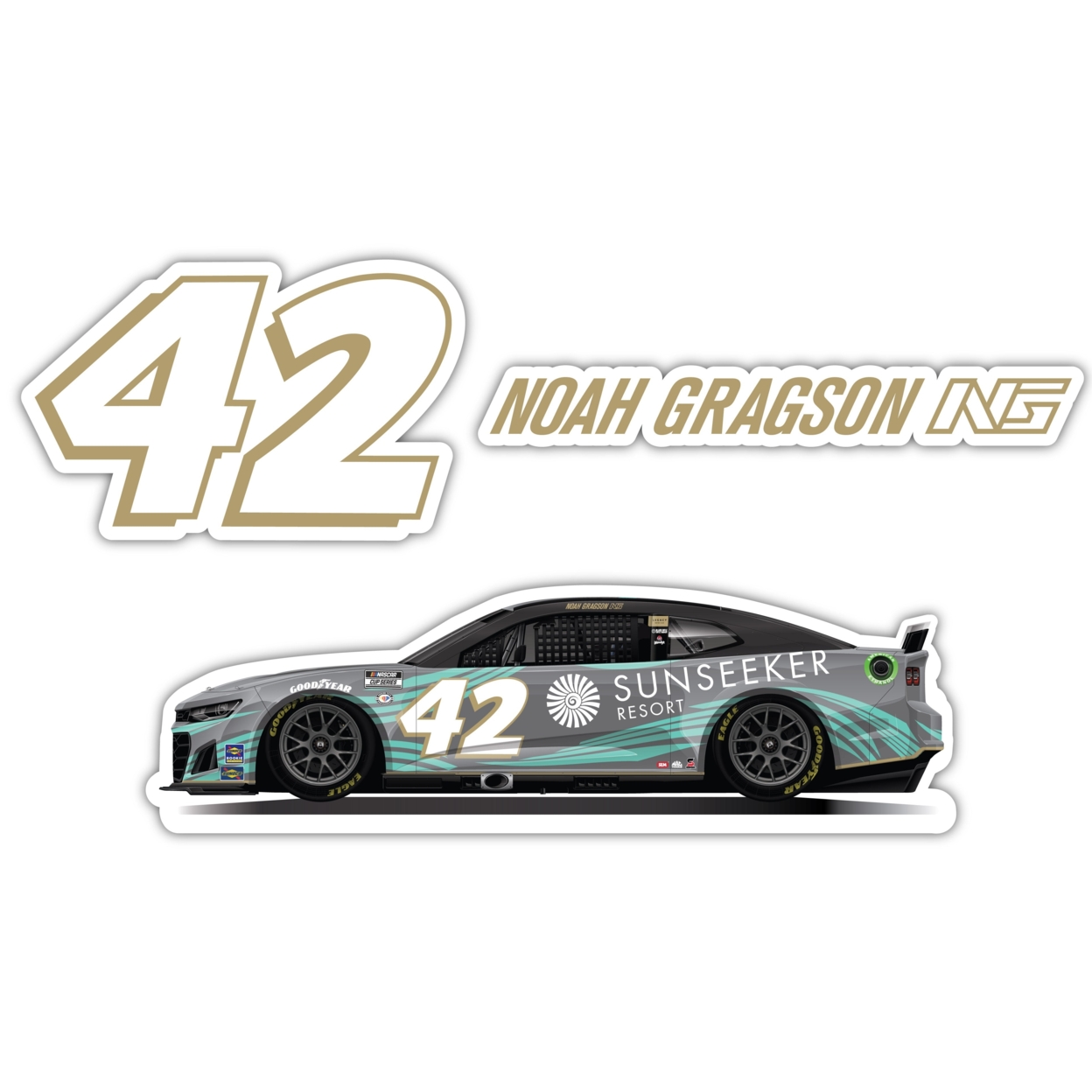 #42 Noah Gragson 3 Pack Laser Cut Decal