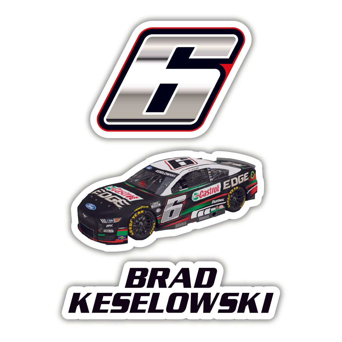 #6 Brad Keselowski 3 Pack Laser Cut Decal