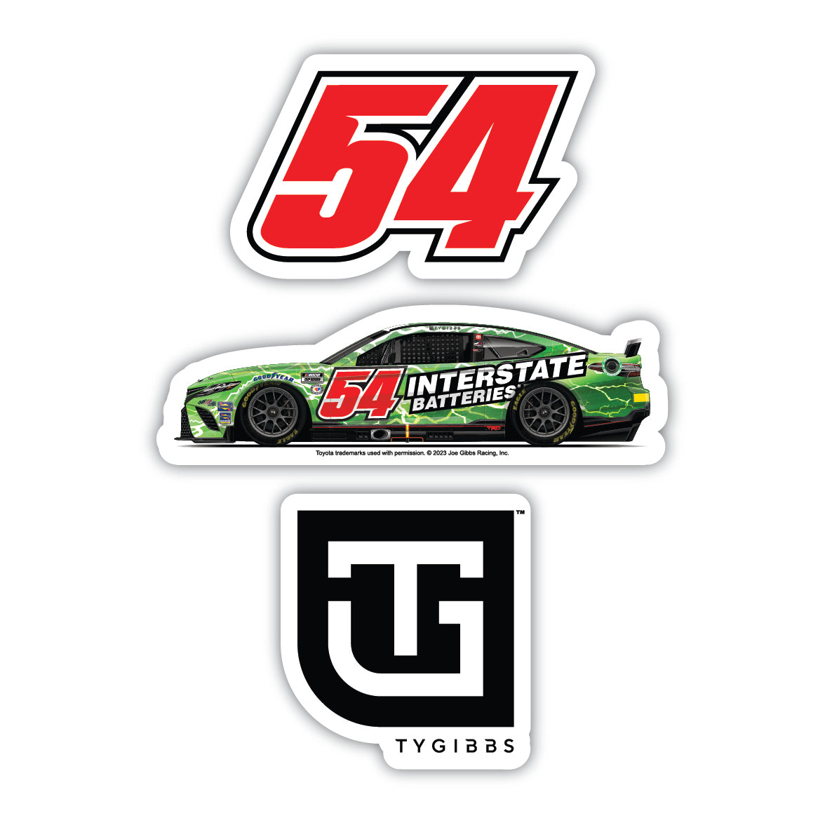 #54 Ty Gibbs 3 Pack Laser Cut Decal