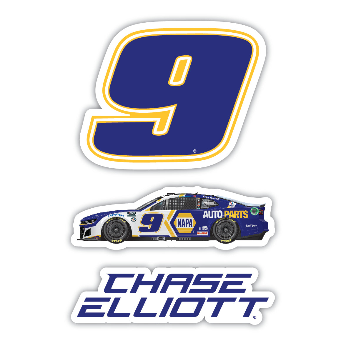 #9 Chase Elliott 3 Pack Laser Cut Decal