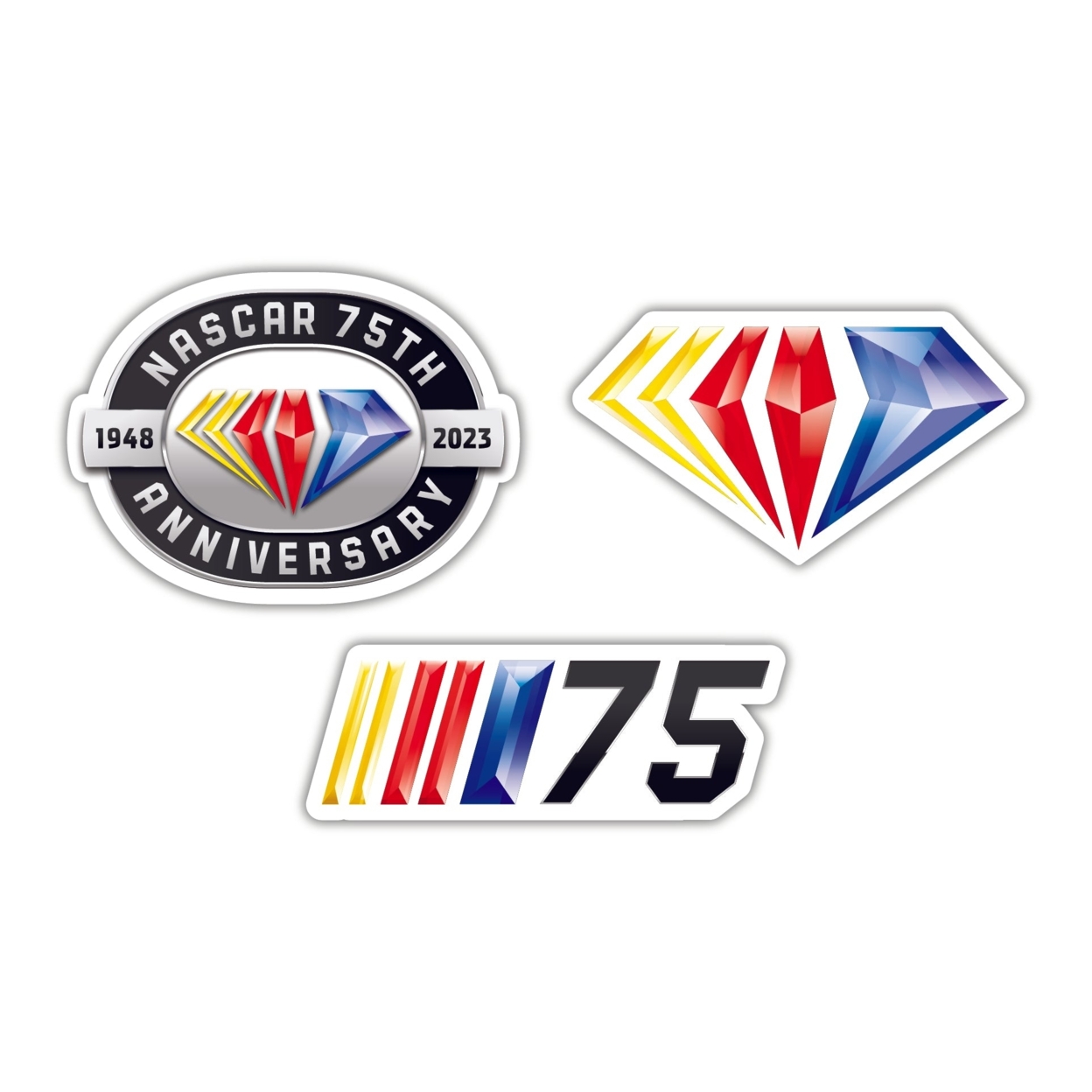 NASCAR 75 Year Anniversary 3 Pack Laser Cut Decal