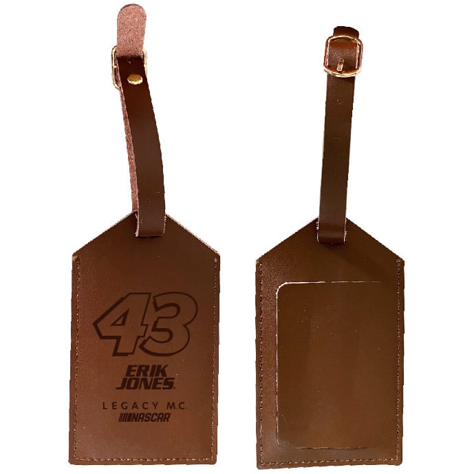 Nascar #43 Erik Jones Leather Luggage Tag Engraved