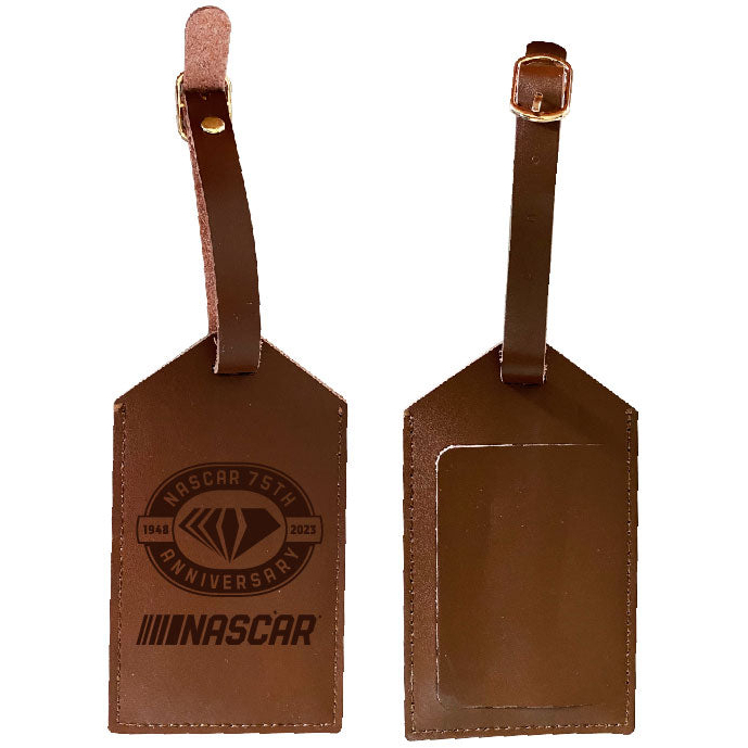 Nascar 75 Year Anniversary Leather Luggage Tag Engraved