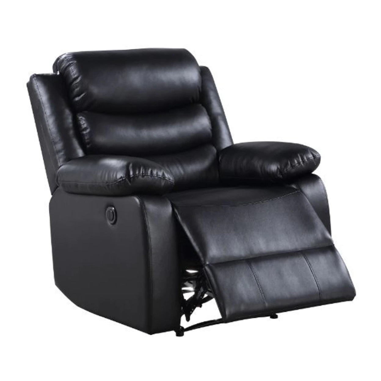 Power Recliner With Pocket Coil Seating And Pillow Top Arms, Black- Saltoro Sherpi