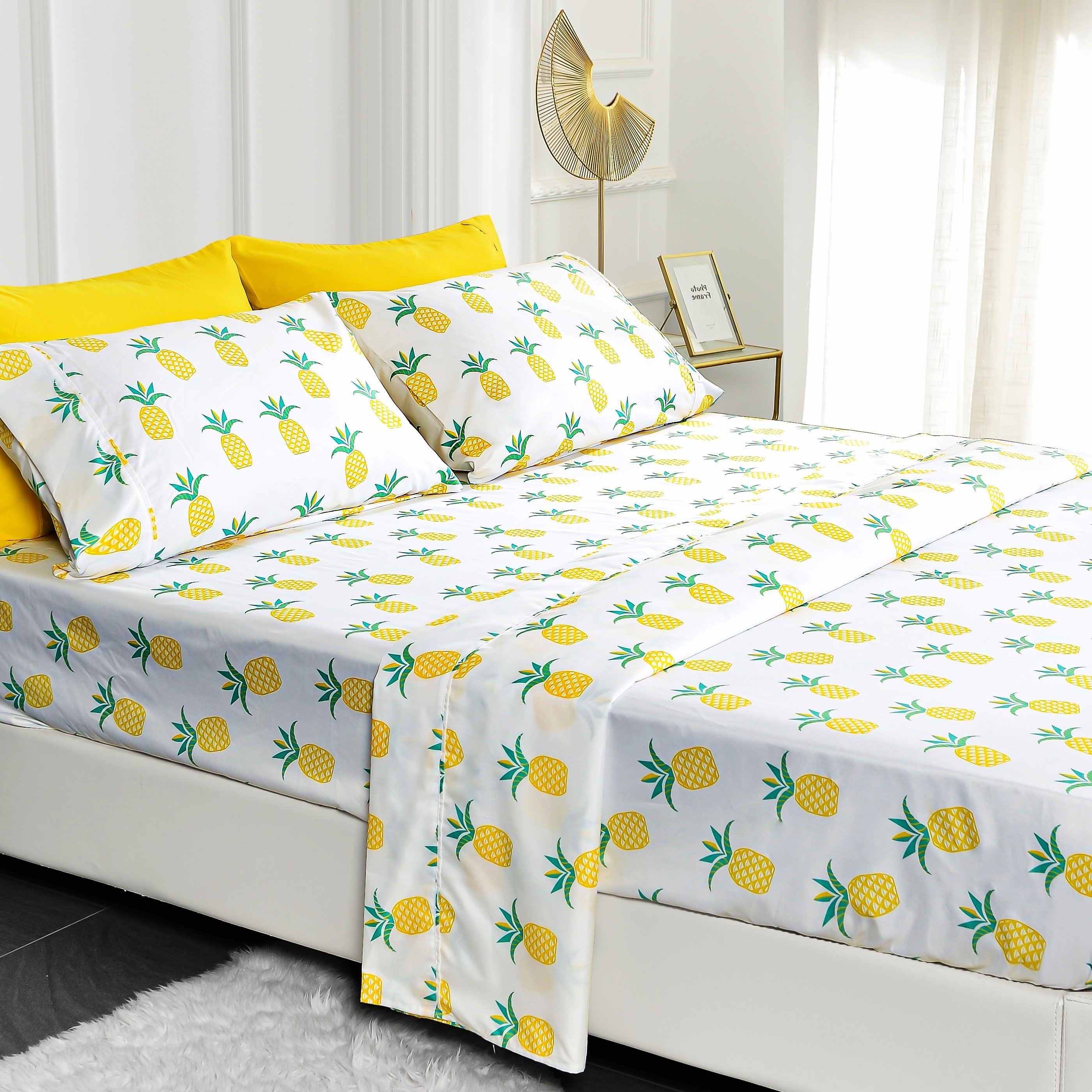 American Home Collection Ultra Soft 4-6 Piece Pineapple Bed Sheet Set - Full