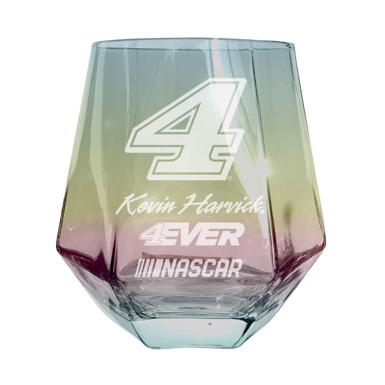 #4 Kevin Harvick Officially Licensed 10 Oz Engraved Diamond Wine Glass - Iridescent, Single