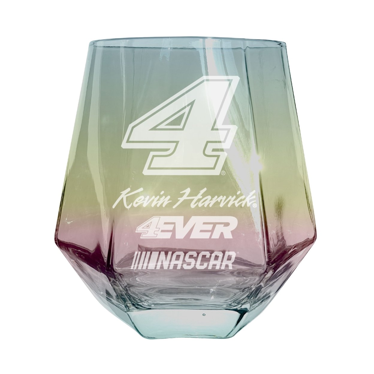 #4 Kevin Harvick Officially Licensed 10 Oz Engraved Diamond Wine Glass - Grey, 2-Pack