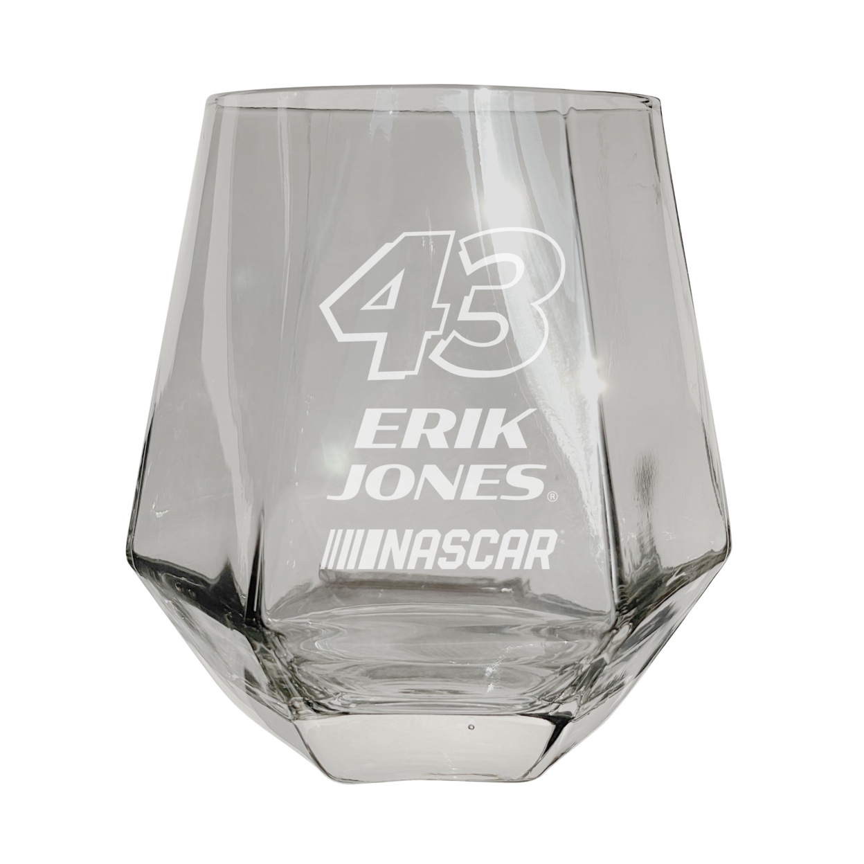 #43 Erik Jones Officially Licensed 10 Oz Engraved Diamond Wine Glass - Clear, Single