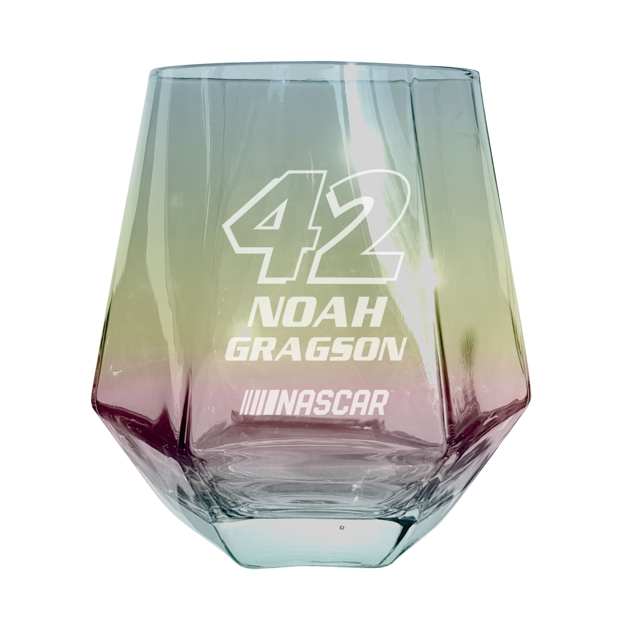 #42 Noah Gragson Officially Licensed 10 Oz Engraved Diamond Wine Glass - Iridescent, Single