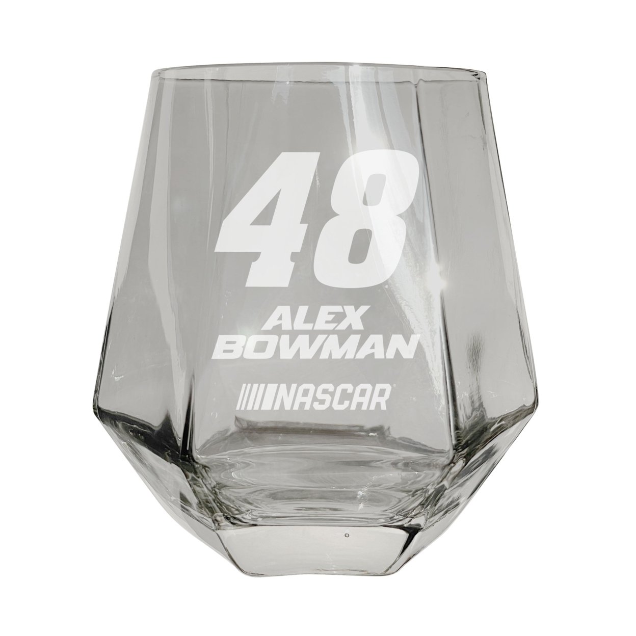 #48 Alex Bowman Officially Licensed 10 Oz Engraved Diamond Wine Glass - Clear, 2-Pack