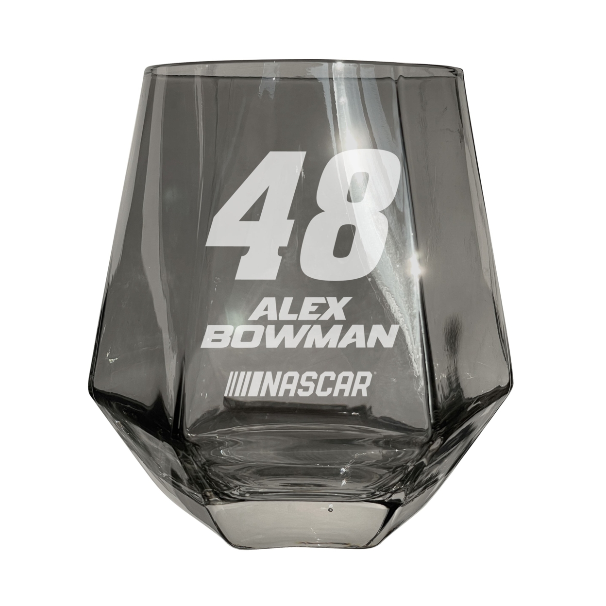 #48 Alex Bowman Officially Licensed 10 Oz Engraved Diamond Wine Glass - Iridescent, 2-Pack