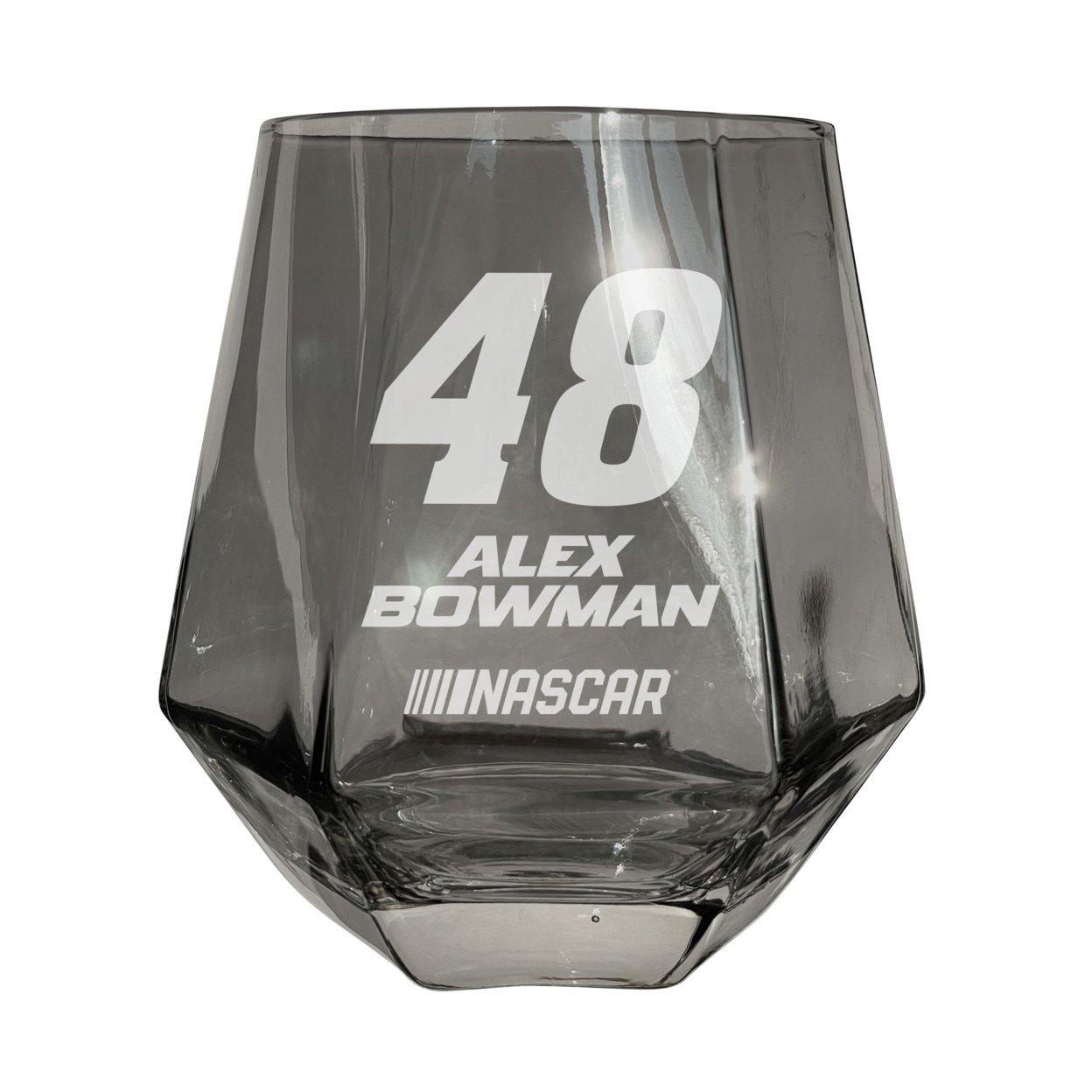 #48 Alex Bowman Officially Licensed 10 Oz Engraved Diamond Wine Glass - Iridescent, Single