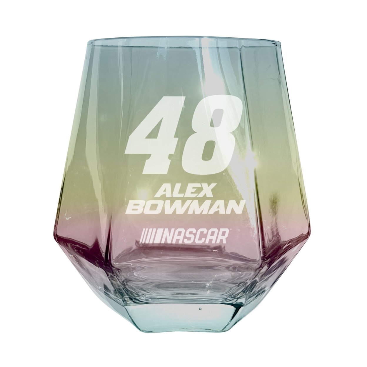 #48 Alex Bowman Officially Licensed 10 Oz Engraved Diamond Wine Glass - Grey, Single