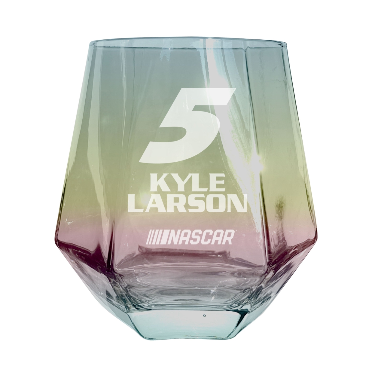 #5 Kyle Larson Officially Licensed 10 Oz Engraved Diamond Wine Glass - Iridescent, 2-Pack