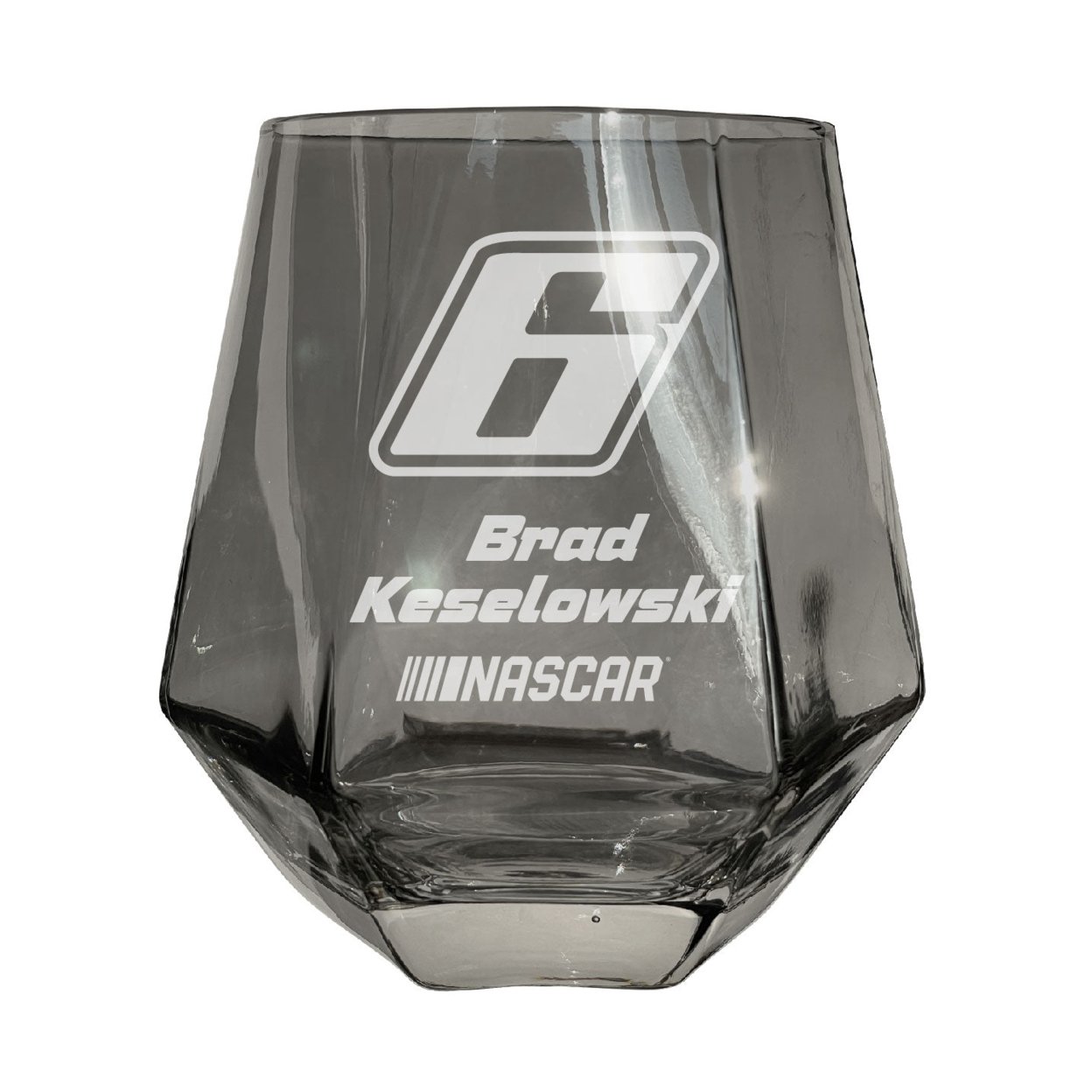 #6 Brad Keselowski Officially Licensed 10 Oz Engraved Diamond Wine Glass - Iridescent, Single