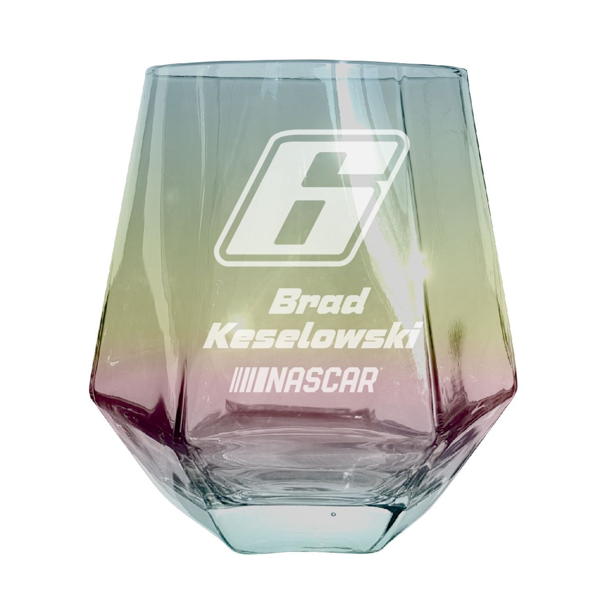 #6 Brad Keselowski Officially Licensed 10 Oz Engraved Diamond Wine Glass - Grey, 2-Pack