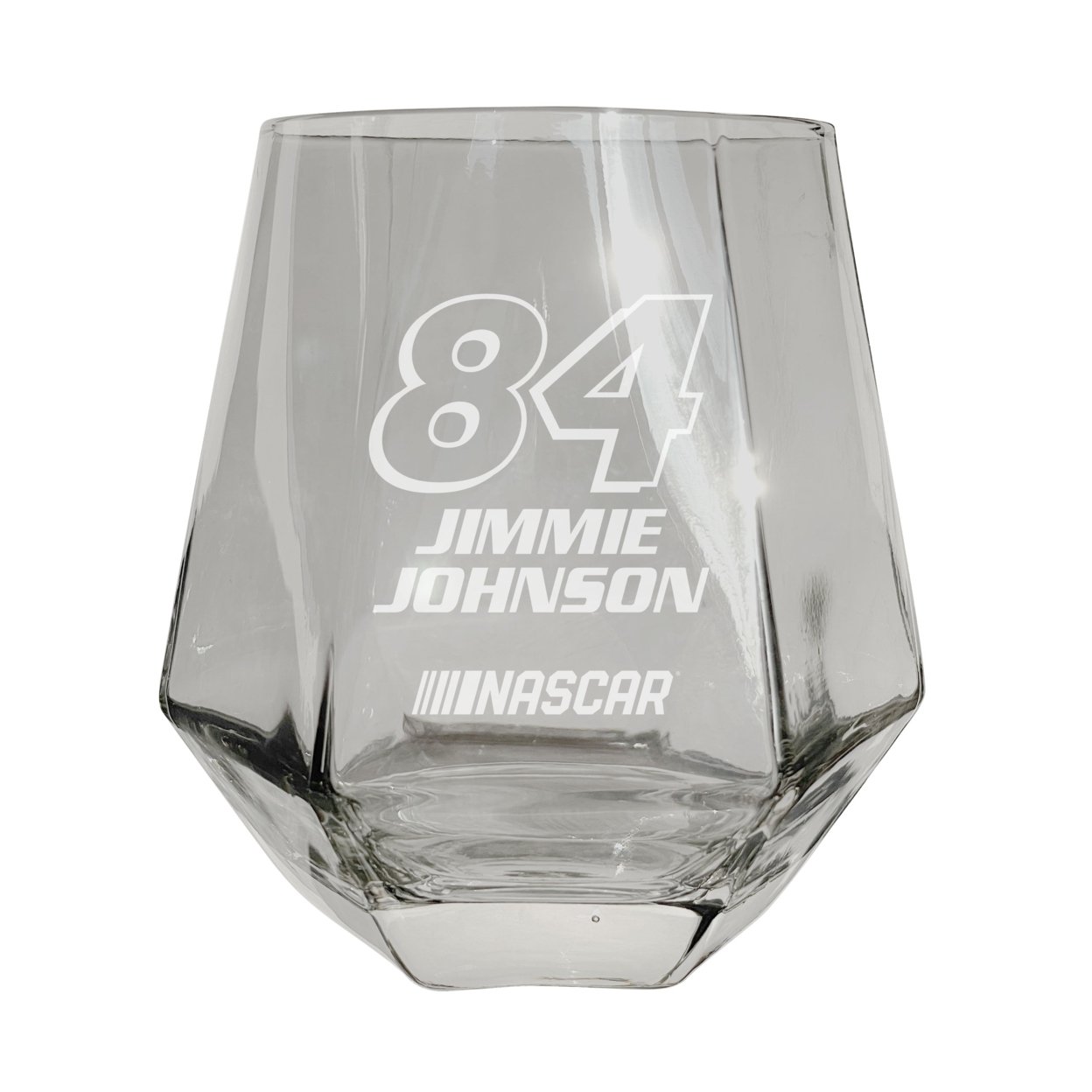 #84 Jimmie Johnson Officially Licensed 10 Oz Engraved Diamond Wine Glass - Clear, Single