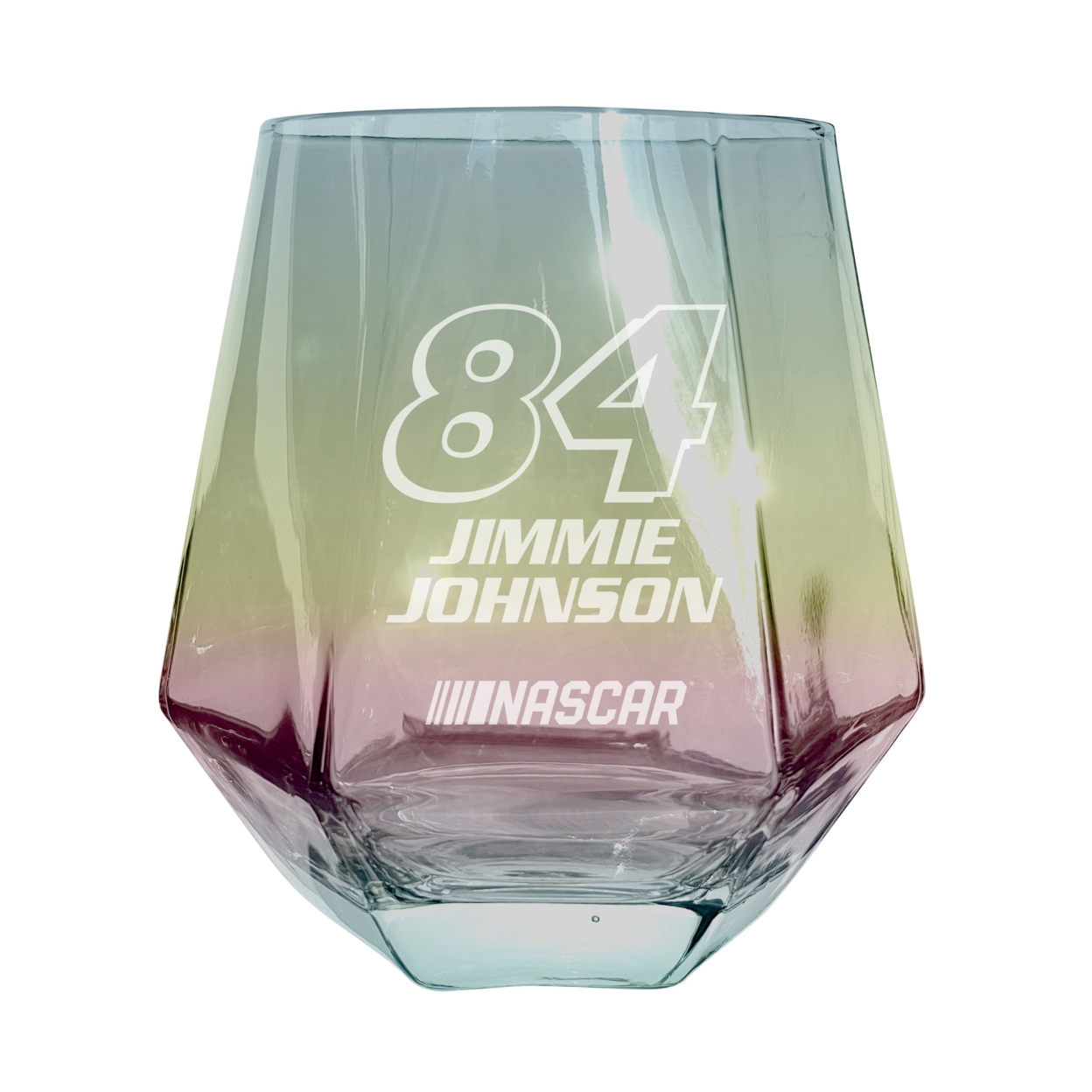 #84 Jimmie Johnson Officially Licensed 10 Oz Engraved Diamond Wine Glass - Iridescent, Single