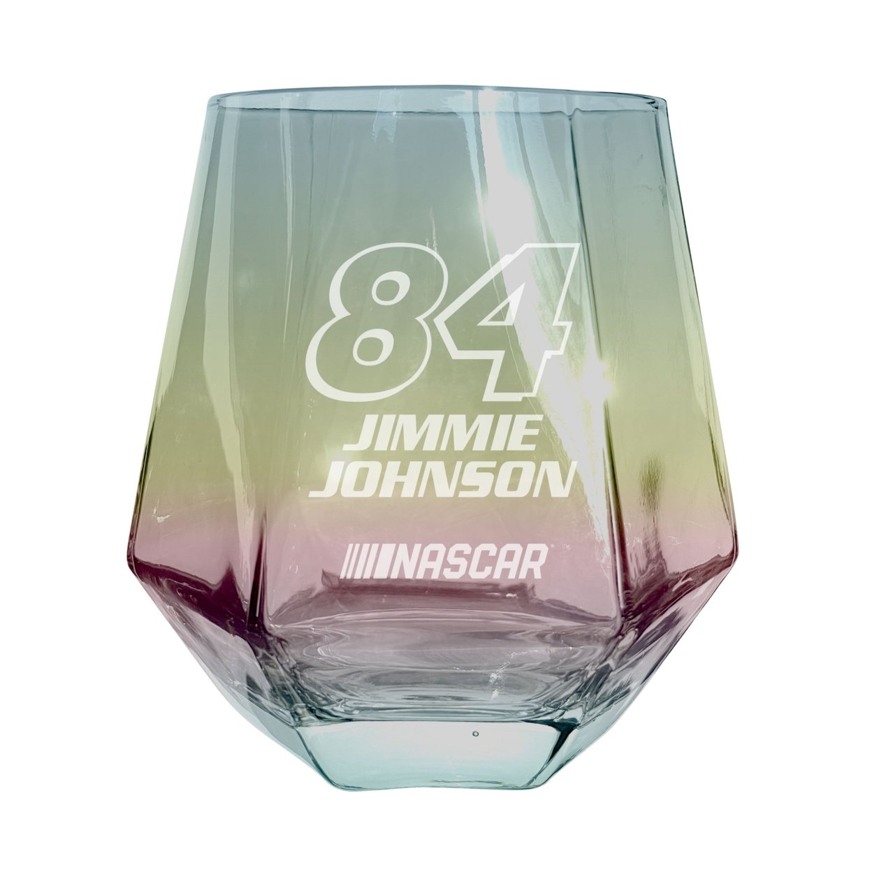 #84 Jimmie Johnson Officially Licensed 10 Oz Engraved Diamond Wine Glass - Iridescent, 2-Pack