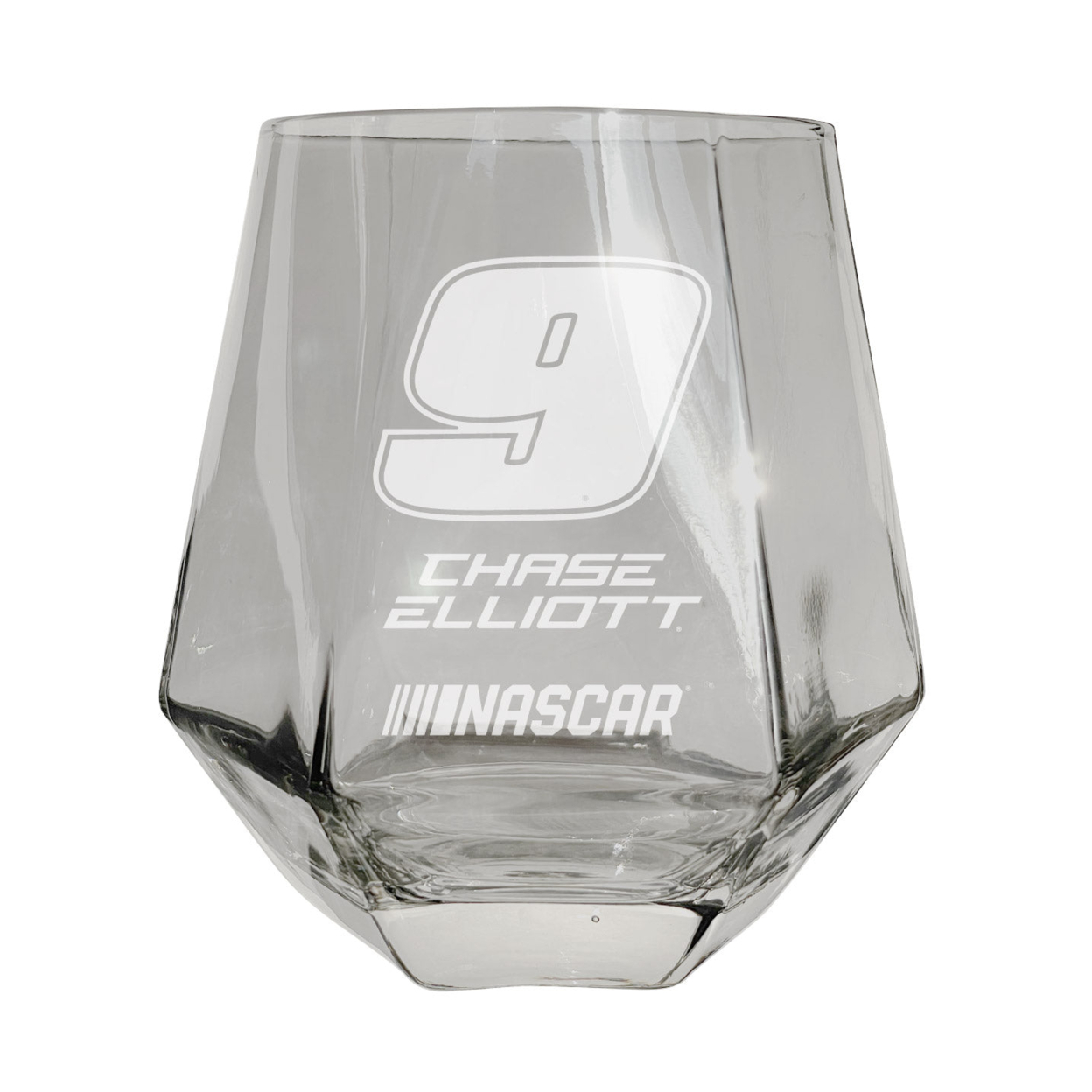 #9 Chase Elliott Officially Licensed 10 Oz Engraved Diamond Wine Glass - Clear, Single
