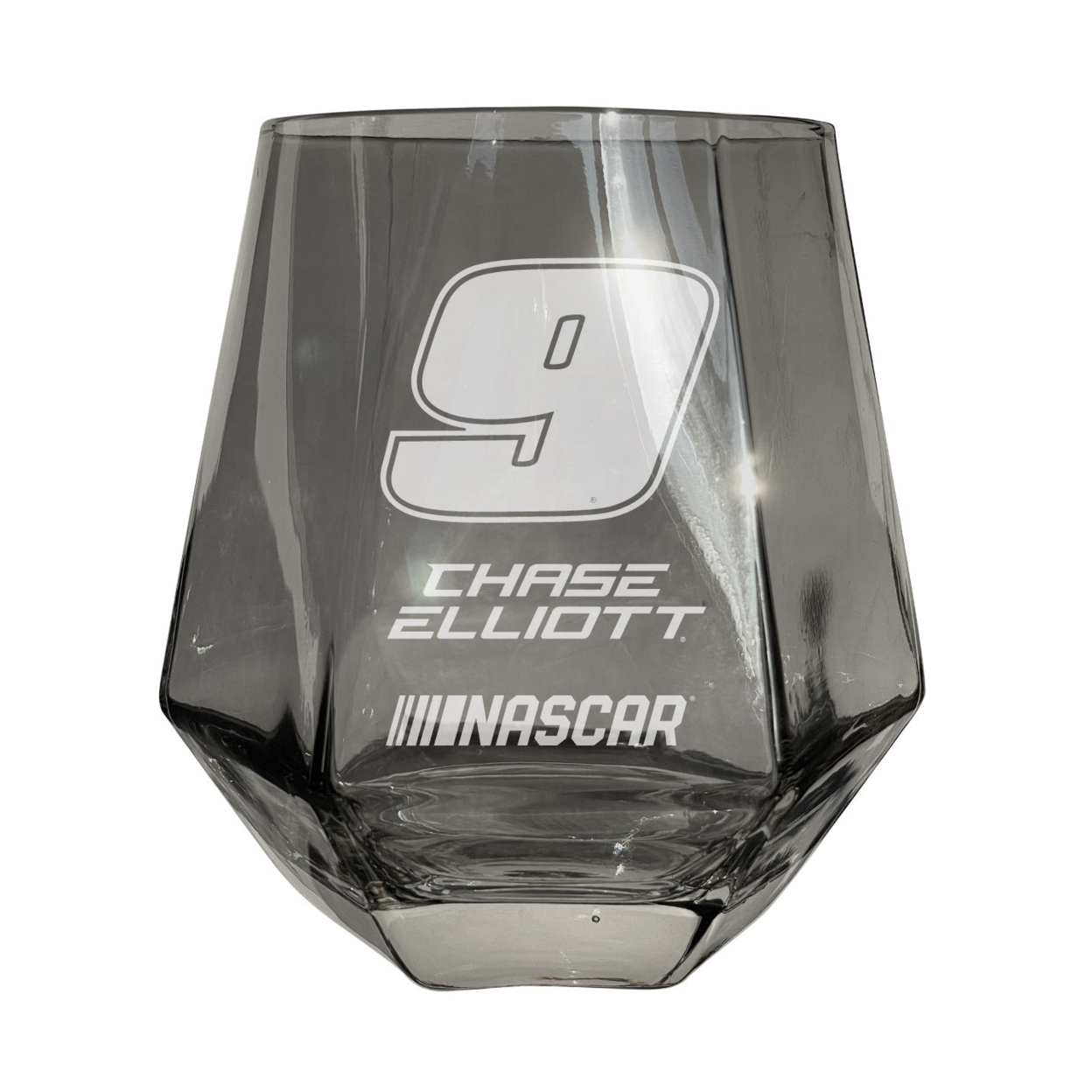 #9 Chase Elliott Officially Licensed 10 Oz Engraved Diamond Wine Glass - Grey, 2-Pack