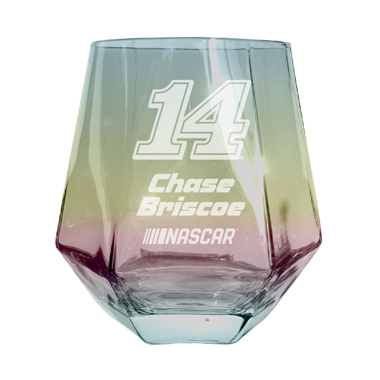 #14 Chase Briscoe Officially Licensed 10 Oz Engraved Diamond Wine Glass - Grey, 2-Pack