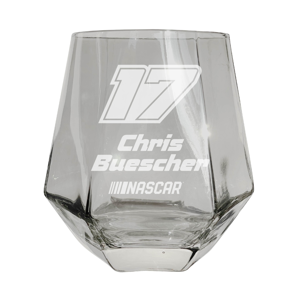 #17 Chris Buescher Officially Licensed 10 Oz Engraved Diamond Wine Glass - Clear, Single