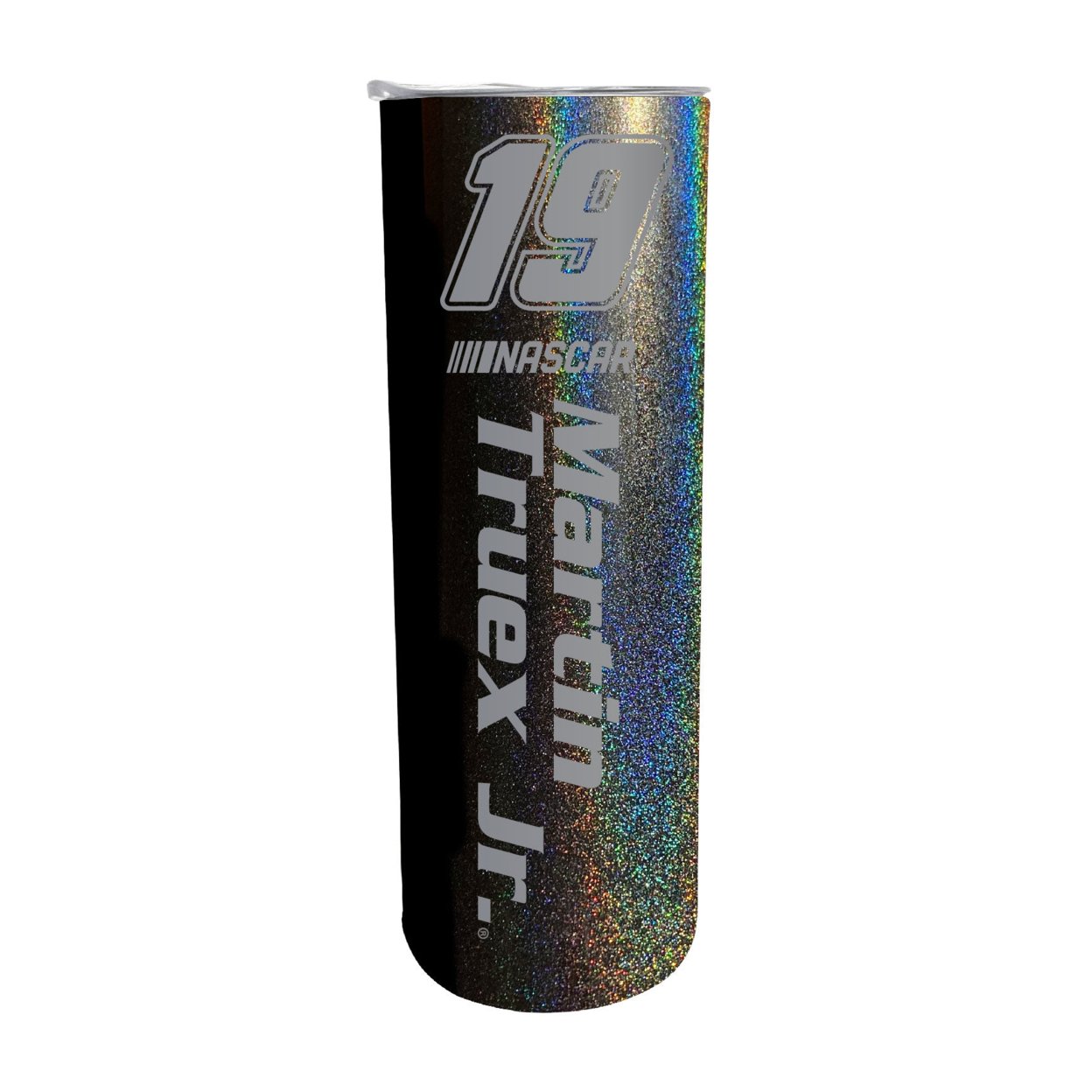 #19 Martin Truex Jr. Officially Licensed 20oz Insulated Stainless Steel Skinny Tumbler - Rainbow Glitter Black
