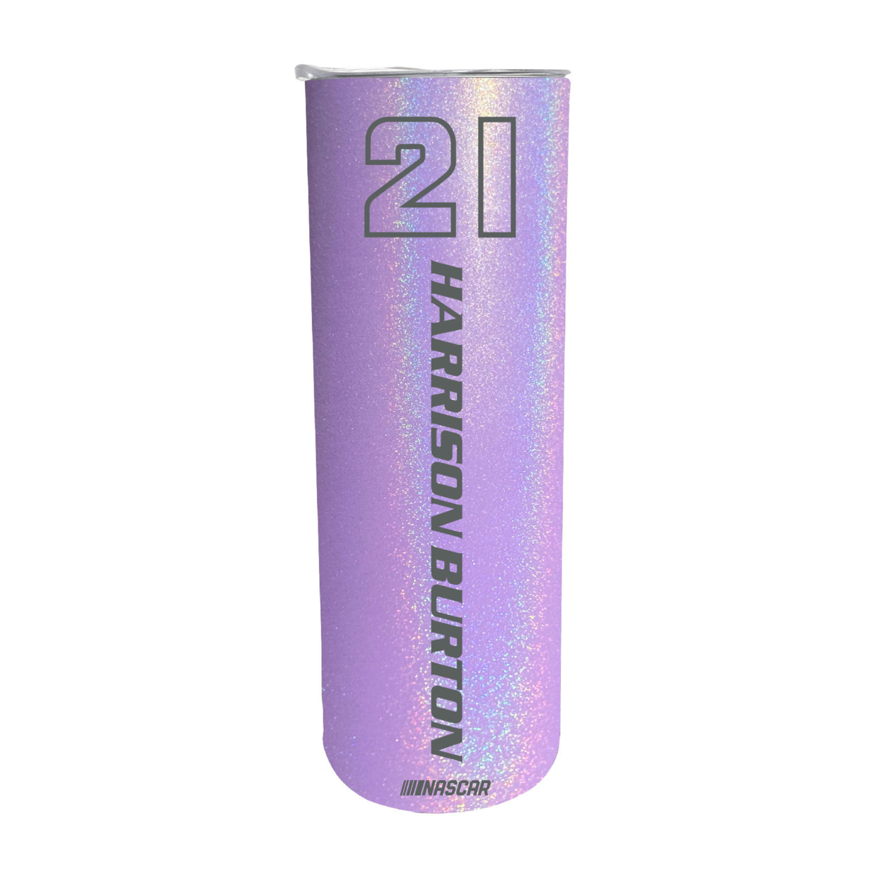 #21 Harrison Burton Officially Licensed 20oz Insulated Stainless Steel Skinny Tumbler - Rainbow Glitter Purple