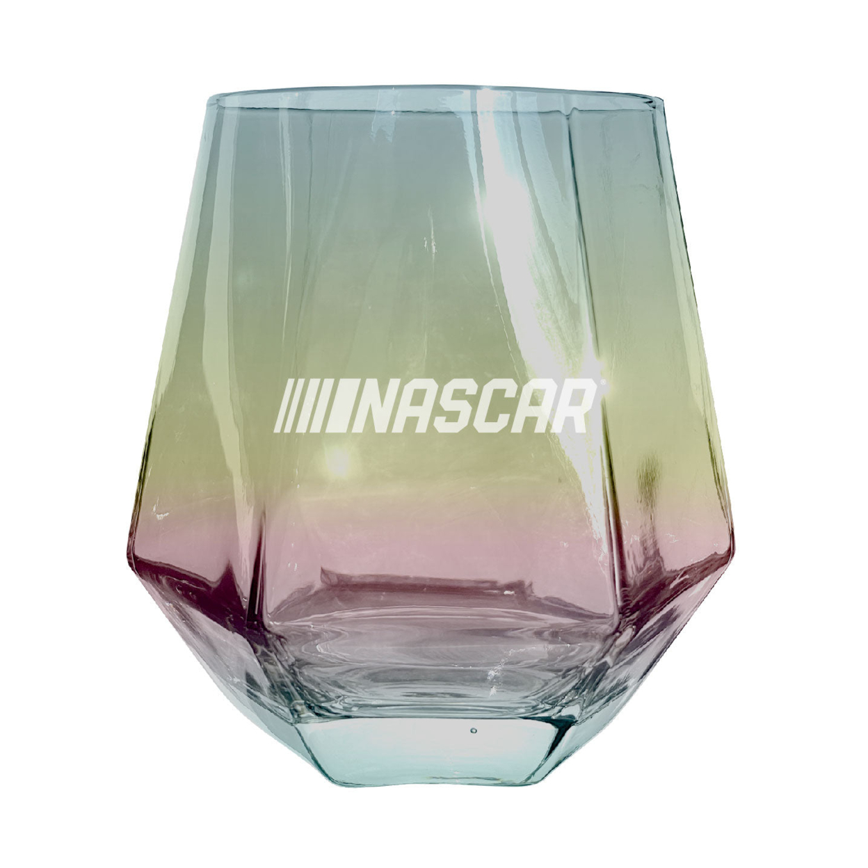 NASCAR Officially Licensed 10 Oz Engraved Diamond Wine Glass - Iridescent, Single