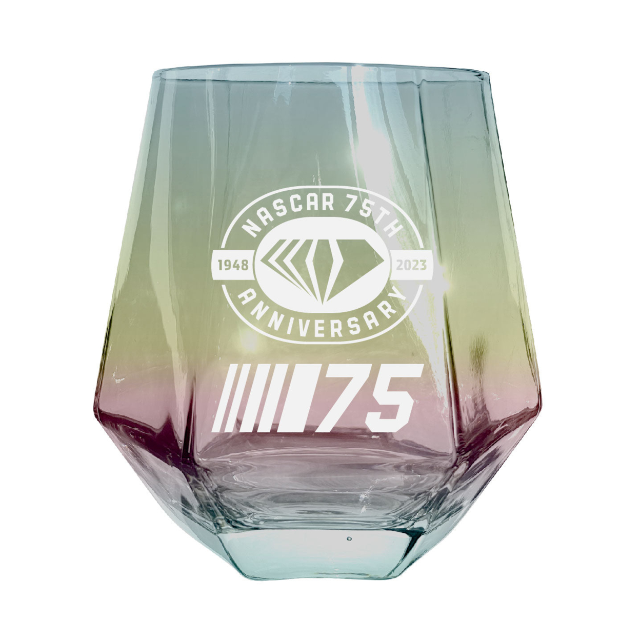 NASCAR 75 Year Anniversary Officially Licensed 10 Oz Engraved Diamond Glass - Iridescent, 2-Pack