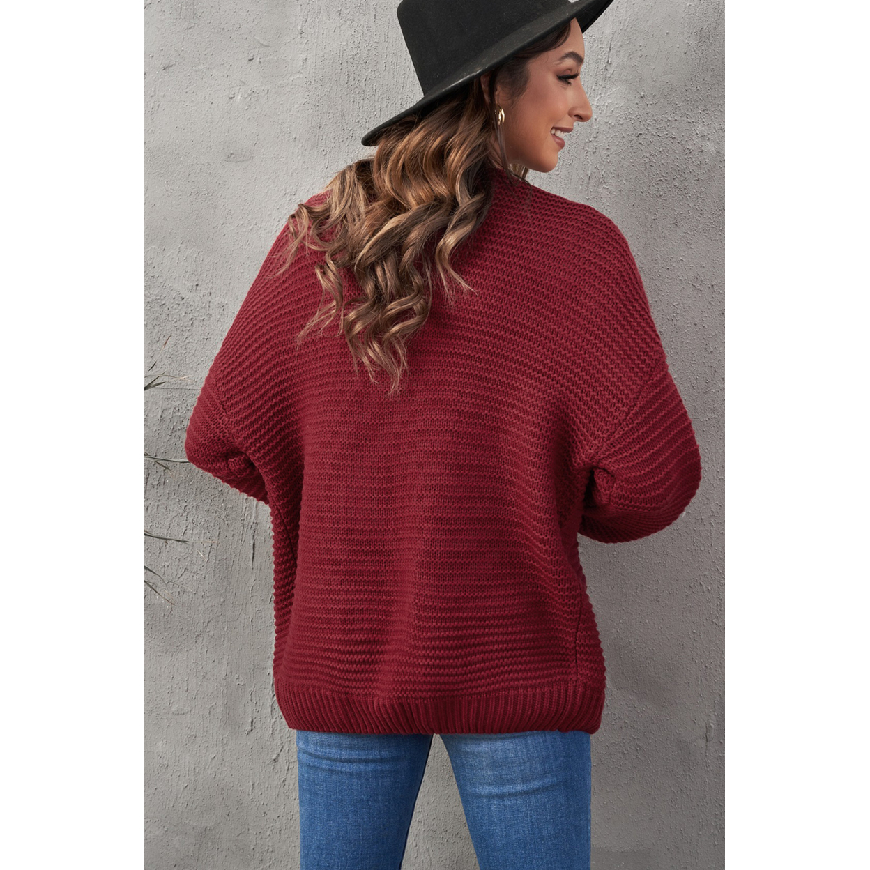 Women's Burgundy Chunky Wide Long Sleeve Knit Cardigan | eBay