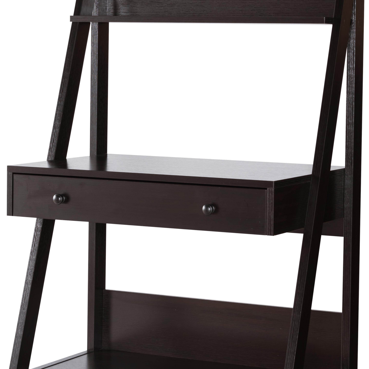 Contemporary Style Ladder Home Office Desk With 3 Open Shelves And 1 Drawer, Brown - Saltoro Sherpi