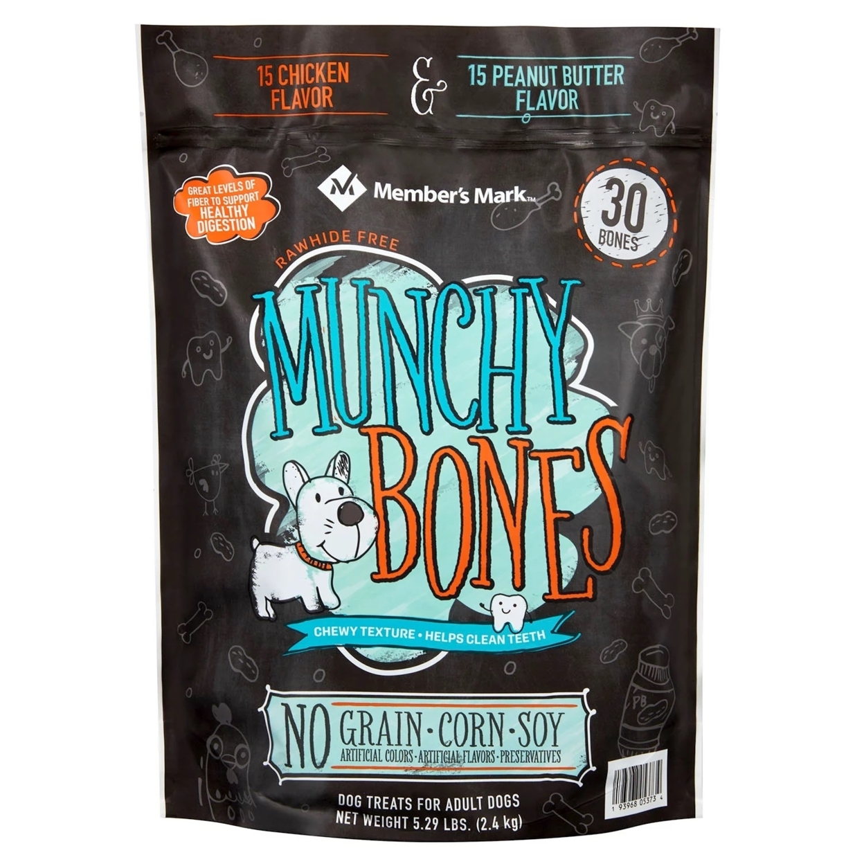 Member's Mark Munchy Bones Dog Treats For Adult Dogs, 30 Bones (5.29 Pound)